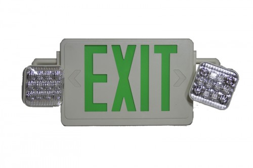 Combination Exit, Emergency Sign, Green Letters,, Single or Double Face with Canopy